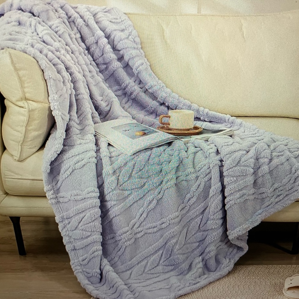 Sherpa Lavender Plush Throw Blanket